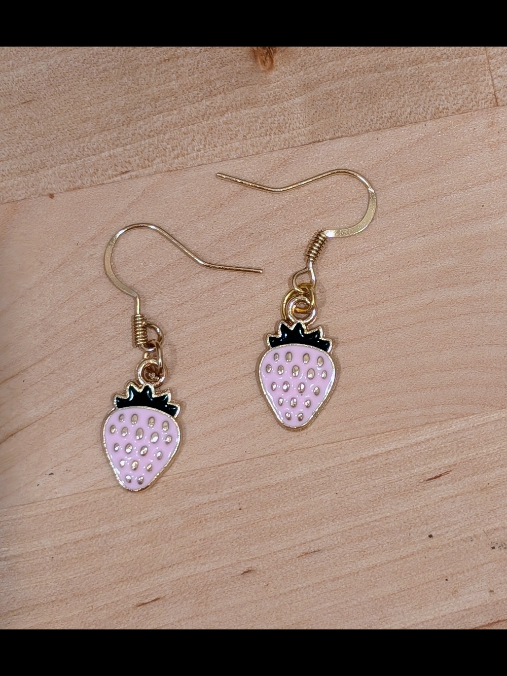 Pink Strawberry Dangle Earrings